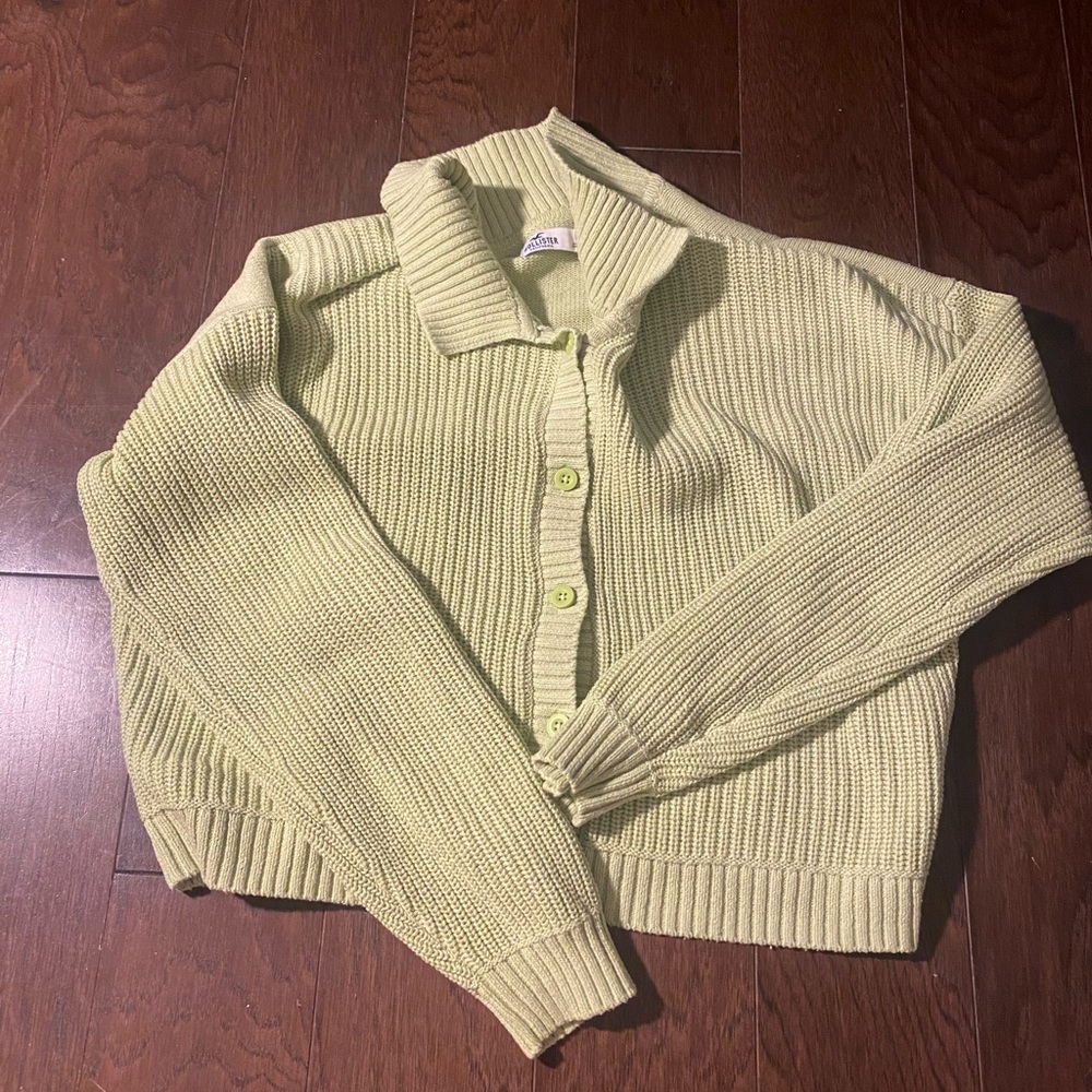 Hollister green cardigan